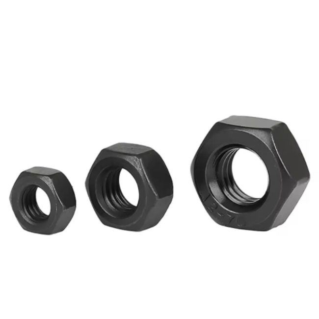 Oxidized black heavy-duty hexagonal nut DIN934