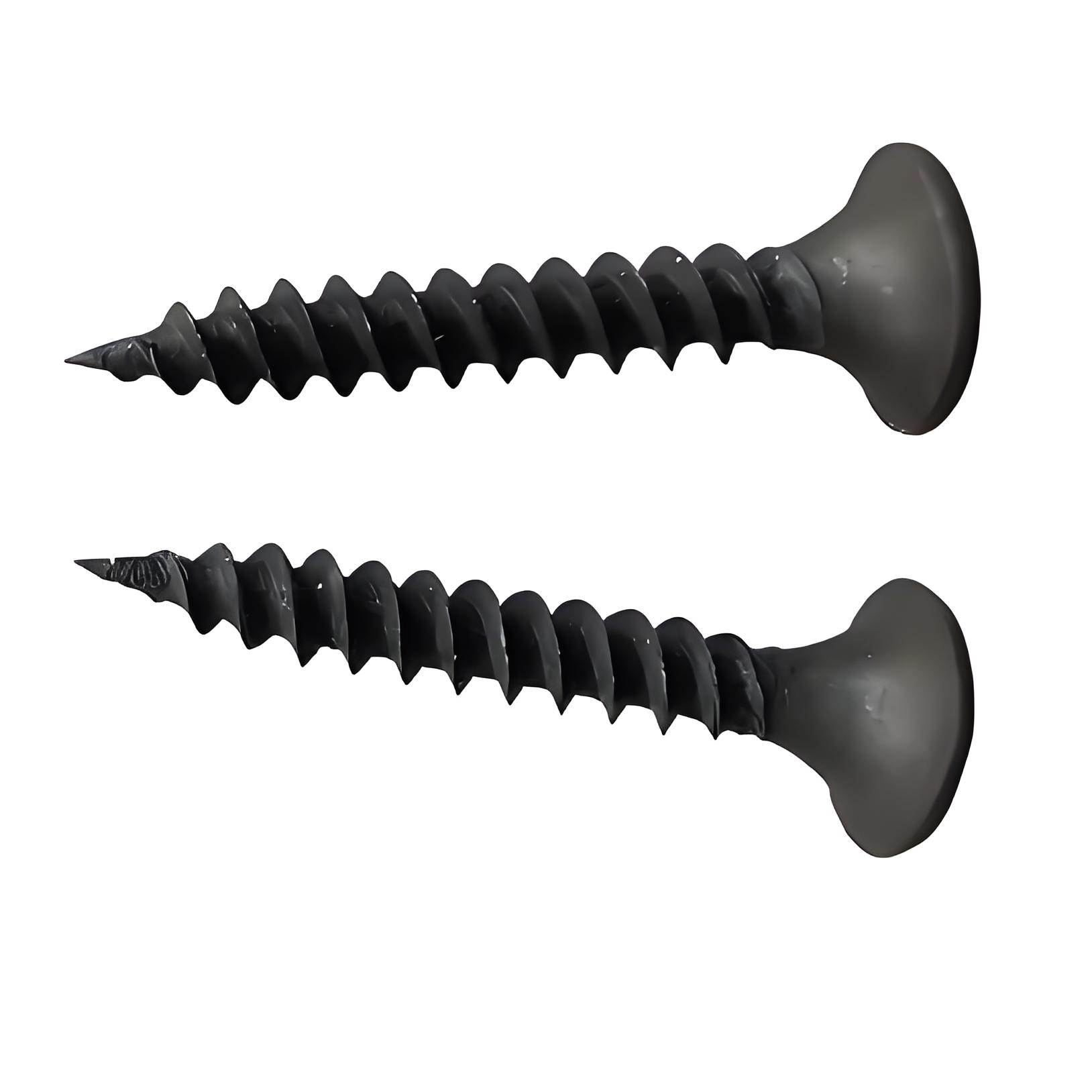 Single-threaded black phosphated drywall screw with bell head